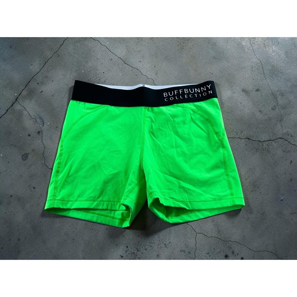 Women's Buffbunny Collection Neon Green Shorts Sz M Activewear Stretch - Picture 8 of 8